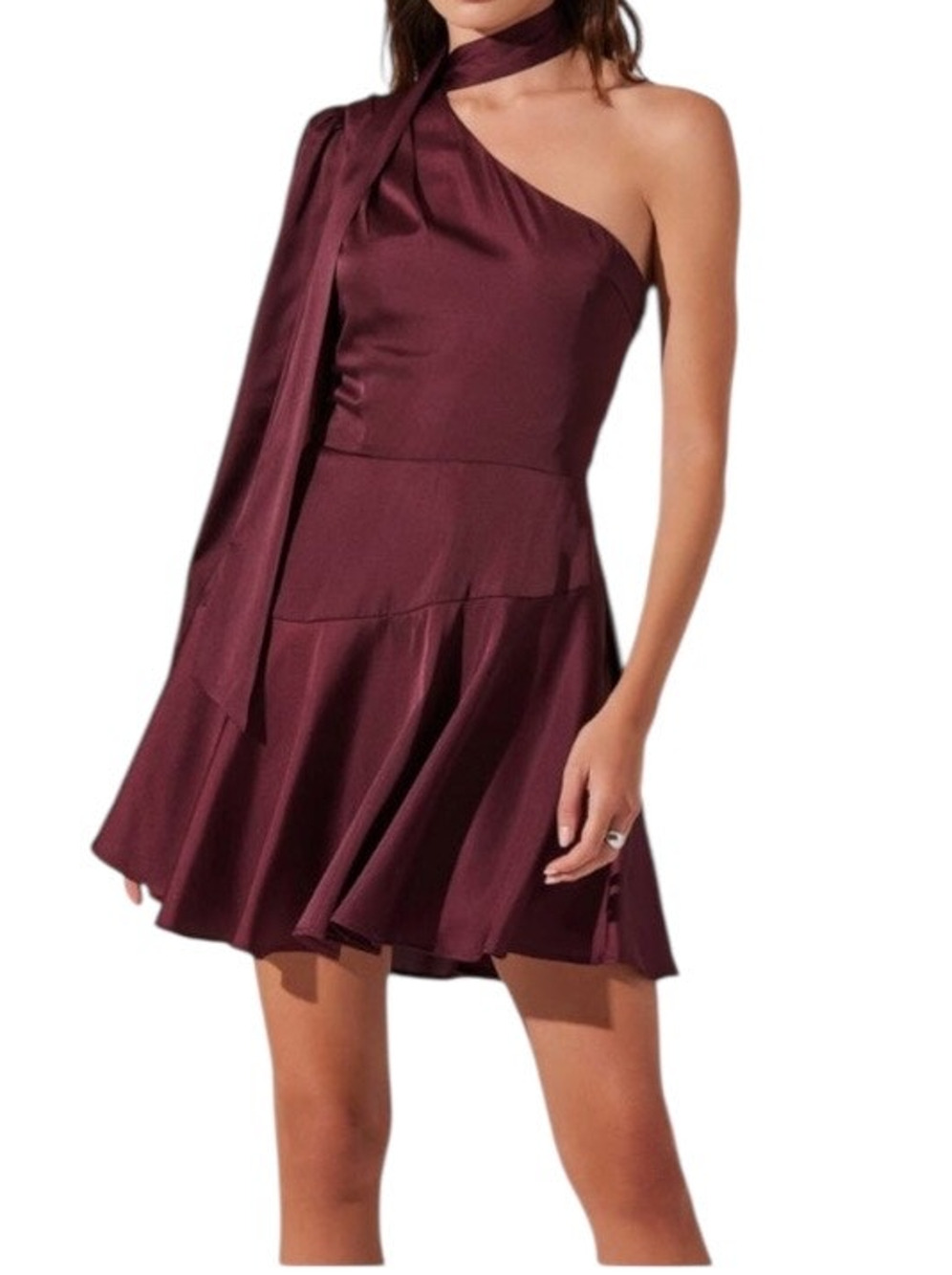 ASTR The Label dress Satin Scarf Mini Skater satin Red size Large L